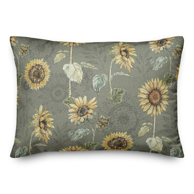 Sunflower Pattern On Yellow Throw Pillow