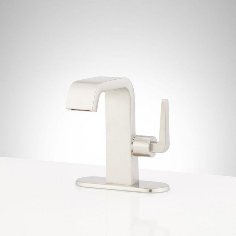 Drea 1.2 GPM Single Hole Bathroom Faucet with Deck Plate, Brushed Nickel