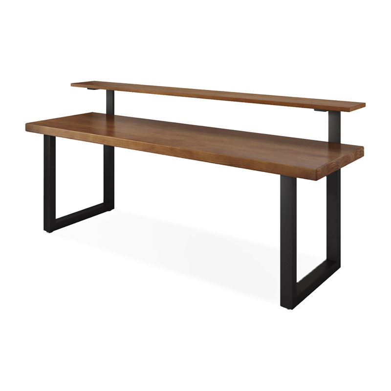 Noyer clair + bureau rectangulaire en bois massif noir et fer, H 39,37 po x l 86,61 po x P 27,56 po
