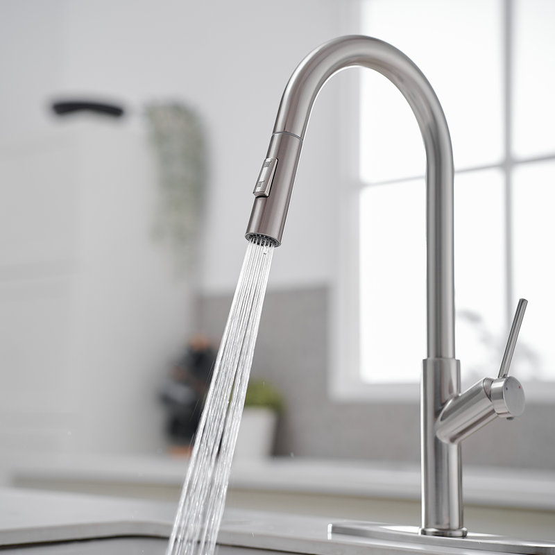Single Handle Pull Down Sprayer Kitchen Faucet, Brushed Nickel