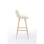 De 2 tabourets de bar de 30 pouces, velours crème, pieds dorés et tabouret de repose-pieds, tabourets rembourrés de mousse de 30 po, tissu avec et repose-pieds, comptoir simple