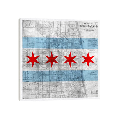 Chicago City Flag (Vintage Map) - Print on Canvas