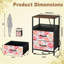 Table de chevet 2 tiroirs avec station de charge, table de chevet de chambre à coucher avec ports USB et prises ouvertes - tablette noire