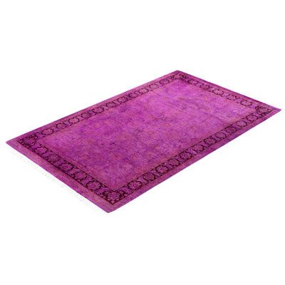 Overdyed Hand-Knotted Wool Modern-Contemporary Purple Area Rug 3' 2" x 5' 0"