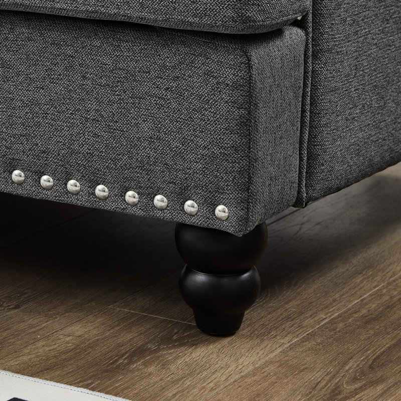 59,5 po American Classic Style à 2 places, rembourré à 100%, accoudoir rond avec fonction de rangement, structure en bois massif, poche à ressorts et coussin en mousse, housses de coussin amovibles