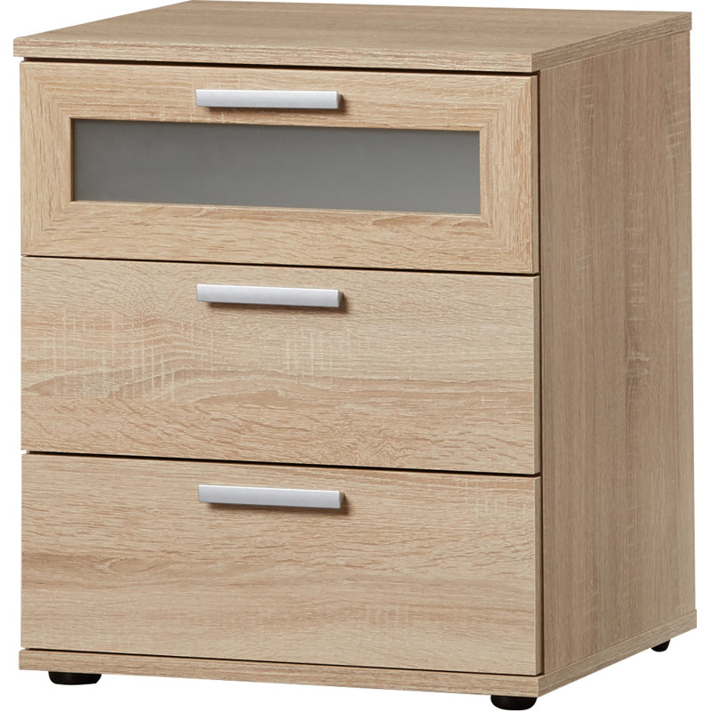 Ahart 45cm W Manufactured Wood Bedside Table, Oak