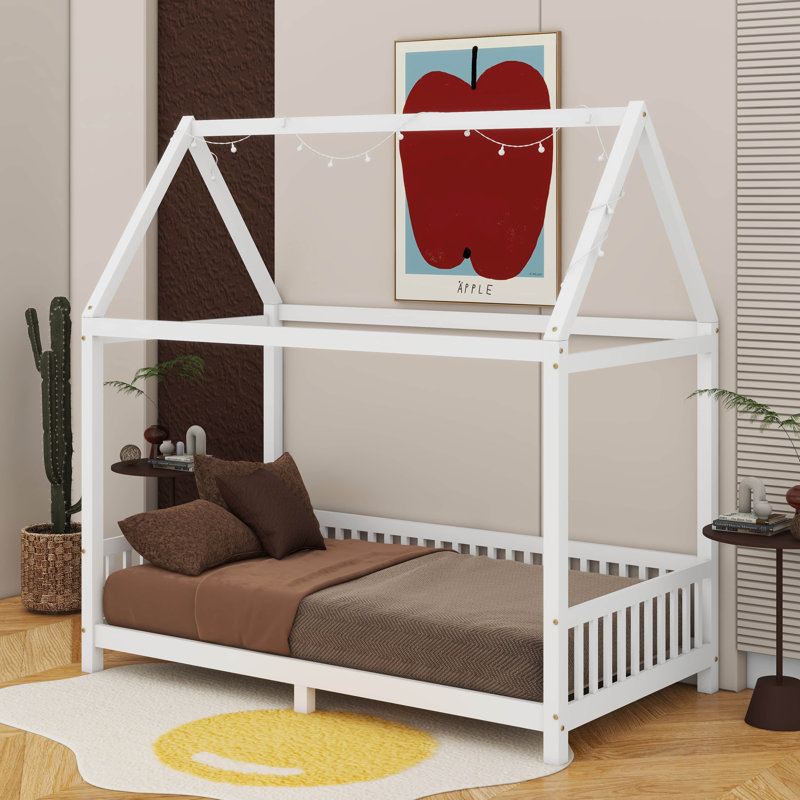  Lit maison avec garde-corps et DEL, Lit simple