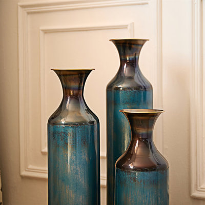 Floor Metal Vase Set Of  3