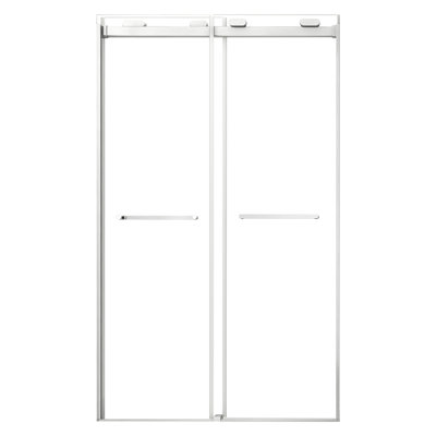 Transolid Olenna semi-frameless bypass sliding shower door, 48 in. W x 80 in. H, 5/16 in. clear tempered glass