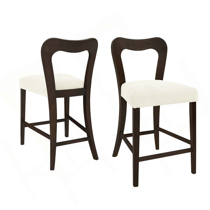 Tabouret à hauteur de comptoir de style moderne avec repose-pieds (ensemble de 2), Noir, Blanc