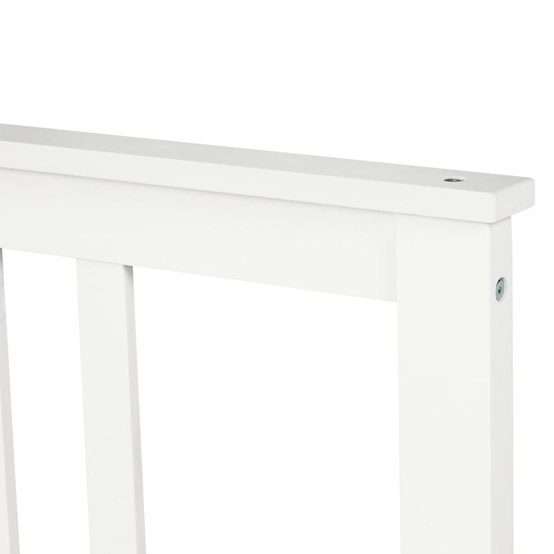 Lit plateforme simple en bois blanc avec tête de lit et support à 10 lattes, aucun sommier requis, lattes