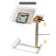 Bureau mobile mobile debout, bureau de chevet au-dessus du lit avec bureau rabattable et 4 roulettes, table d'ordinateur portable réglable en hauteur et en angle, bureau portable au-dessus du lit pour la maison, le bureau, le bureau, l’hôpital.  Blanc-131262177