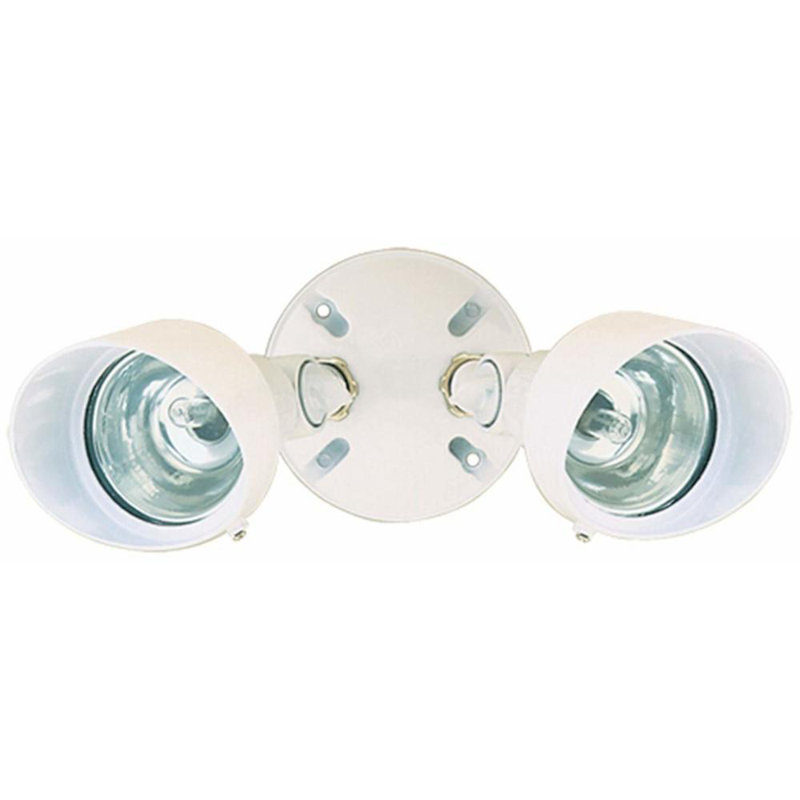 100 Watt 2 - Head Hardwired Outdoor Security Outdoor Security Flood Light, White