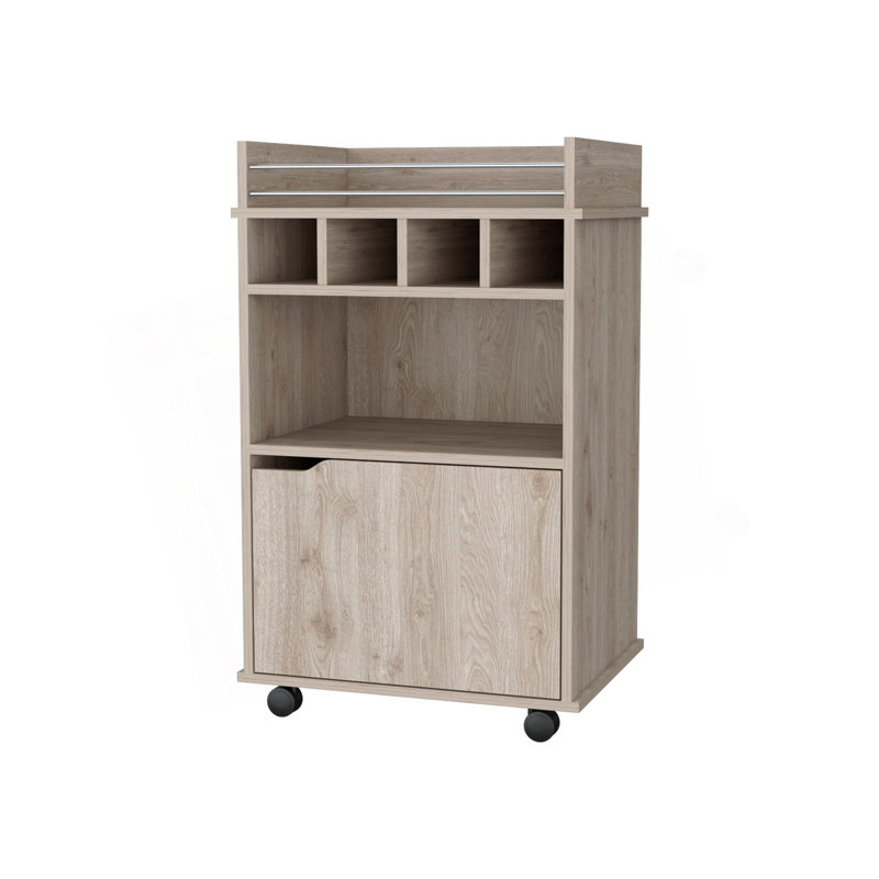 Macadamia 1-Door Bar Cart, Brown