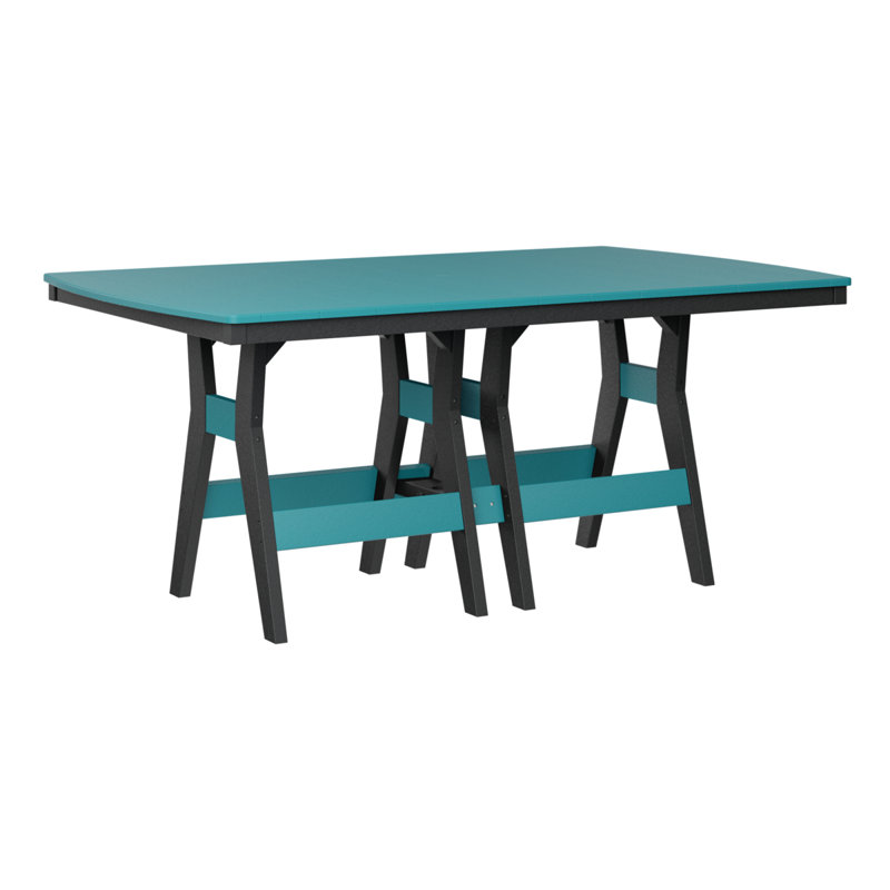 Berlin Gardens Harbor 72″ Rectangular Bar Table, Black, Aruba Blue, 38.87" H x 72" W x 44" D