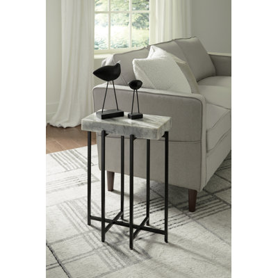Ayvaz 24'' Tall Genuine Marble Top End Table