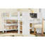 Lit mezzanine simple avec bibliothèques, boîtes et tiroirs à rangement multiple, lits mezzanine bas en bois massif avec bureau et tableau noir, sans sommier tapissier, blanc