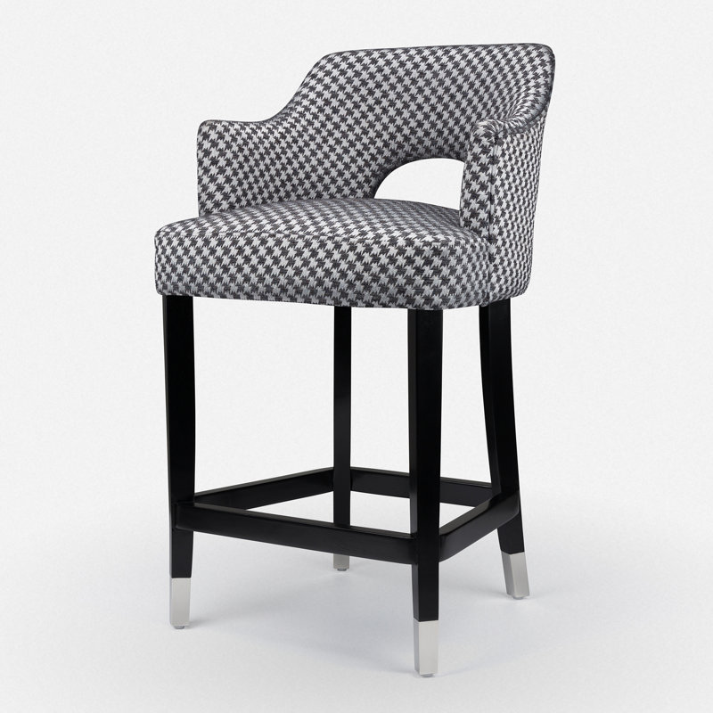 Upholstered Counter Stool with Solid Wood Frame