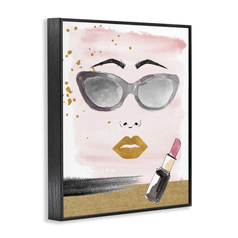 Art à giclée sur le rouge à lèvres et le visage glamour par Lanie Loreth, Giclée encadrée noir minuit, H 30 po x l 24 po