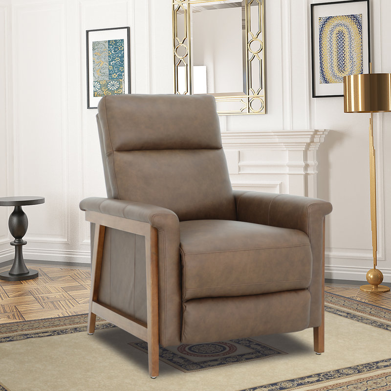 Billie 32" Wide Genuine Leather Manual Standard Recliner, Brown Genuine Leather