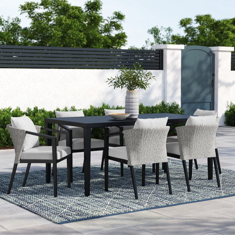 Abalone 70'' Rectangular 6 - Person Outdoor Dining Set with Cushions