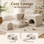 Fauteuil d'appoint convertible de 55,2 po adapté aux animaux de compagnie avec cachette intégrée pour chat et chien, siège escamotable en mousse à mémoire de forme et repose-pieds, beige