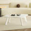 Table basse moderne blanche avec plateau et pieds en bois massif-1472967871