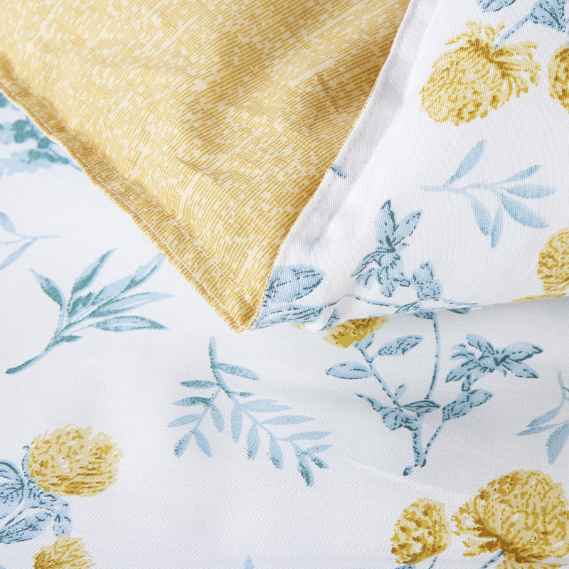 Cotton Twill Floral Comforter, Queen + 2 Standard Shams