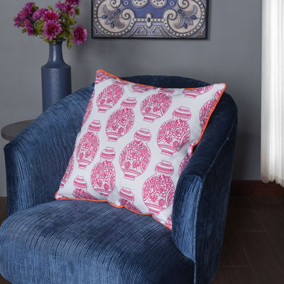 Floral Linen Reversible Throw Pillow