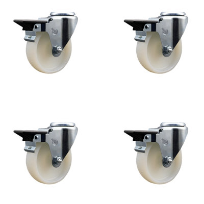 Nylon Wheel Swivel Bolt Hole Set with Posi Lock Brakes SCC