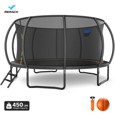 Trampoline citrouille avec filet de sécurité et échelle pour cour arrière MERACH 16 pi