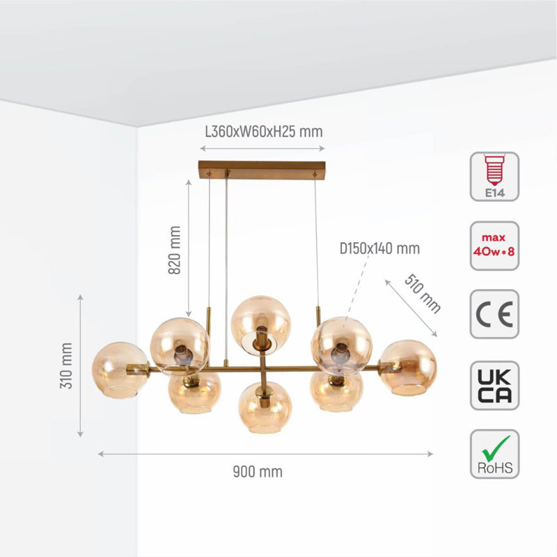 Peetz 8 - Light Kitchen Island Chandelier