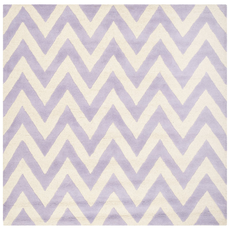 Sanyla Hand Tufted Wool Chevron Rug, Square 6'