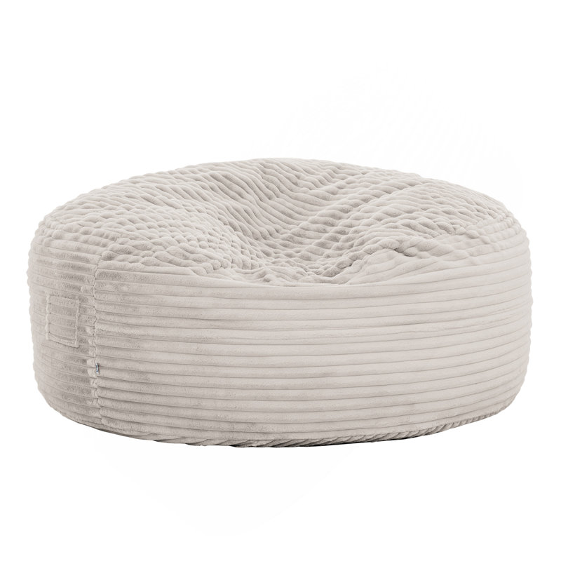 Sealy Foam-Filled Large Oversized Adult Bean Bag Chair with Removable Cover, Beige Corduroy, 30" H x 72" W x 72" D