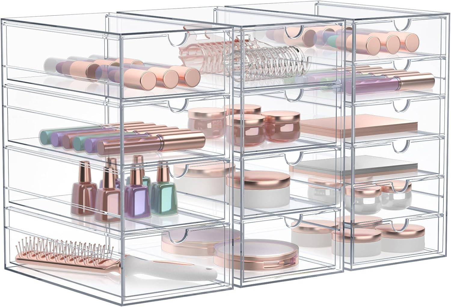 Sorbus Clear 14 Drawers Acrylic Makeup Organizer 3 Pcs Stackable Set ...