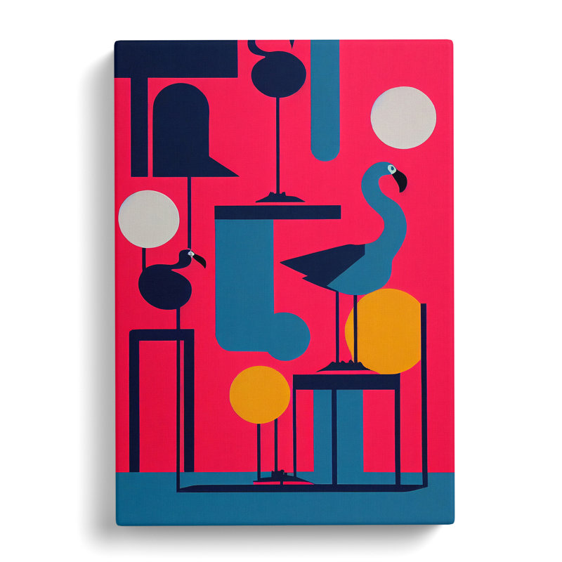 Artistic Flamingo Abstract - Wall Art, 50cm H x 35cm W x 3cm D, Wrapped Canvas