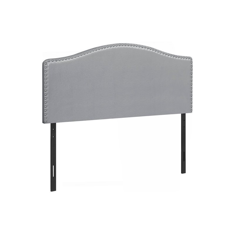 Bed, Headboard OnlyBedroom, Upholstered, Leather Look, Transitional, Gray, Queen