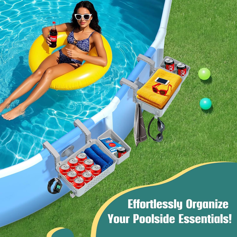2-Pack Poolside Storage Basket with Cup Holder