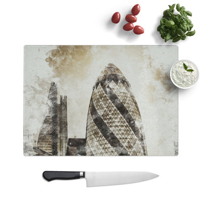 The Gherkin in London Watercolour Chopping Board