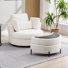 Kavonta Upholstered Slipcovered Swivel Barrel Chair with Ottoman