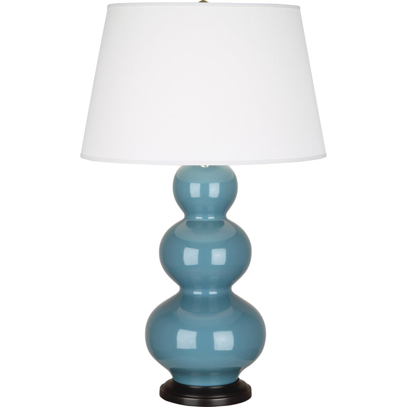 Triple Gourd Ceramic Table Lamp, Steel Blue/Deep Patina Bronze, Deep Patina Bronze