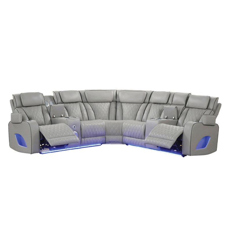 Nostrand Reclining Massager Sectional, Gray