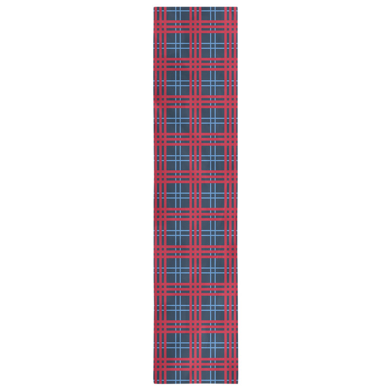 Paid Polyester Table Runner, 90" L x 16" W, Navy/Blue/Red