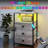 Nightstand With Charging Station, LED Light, Fabric Drawers, And Storage Shelf - Greige