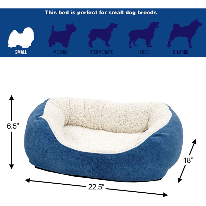 Lit douillet Mid-West Quiet Time, Bleu, Petit (l 22 po x P 19,5 po x H 7 po)