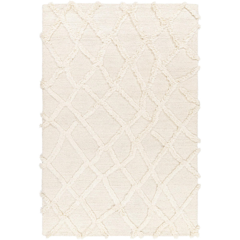 Wool Geometric Area Rug in Yellow, Rectangle 2' x 3'