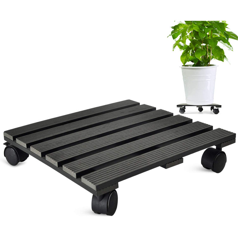 Steen Weather Resistant Caddy Plant Stand, 2.9" H x 11.4" W x 11.4" D, Charcoal