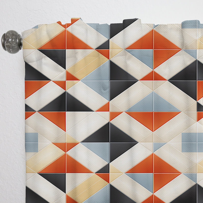 Motif de mosaïque rustique orange et beige - Rideau obscurcissant géométrique abstrait - 1 panneau, L 52 po x L 90 po