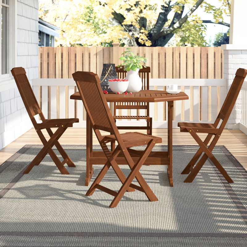 Ponce 4 - Person Acacia Wood Patio Dining Set with