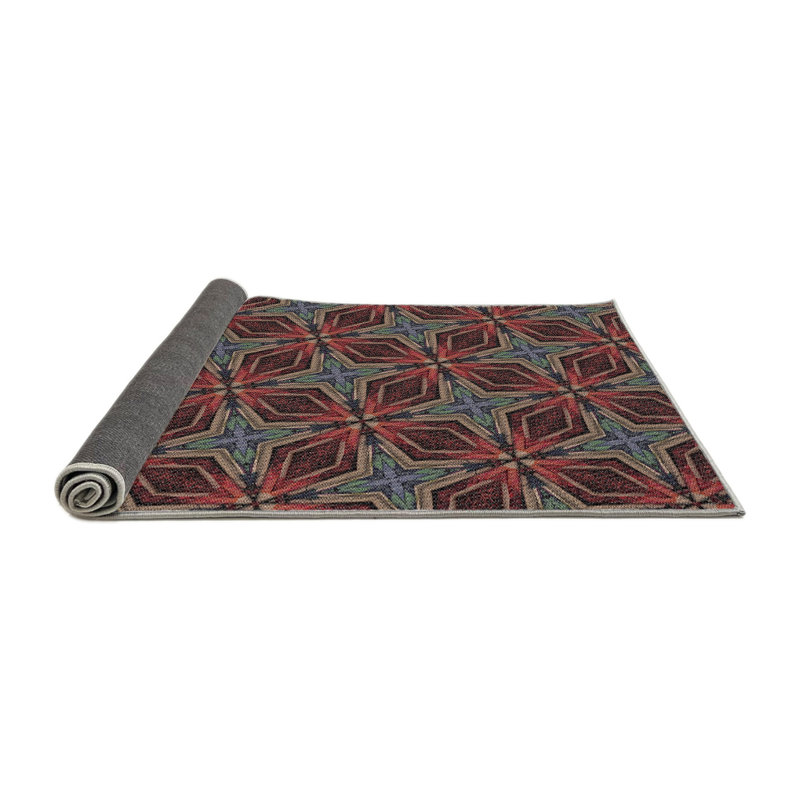 Tapis rouge / bleu Power Loom, Rond 5 pi